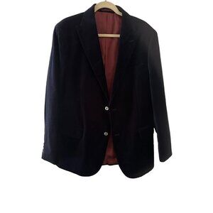 Byron Slim Fit Mens Blazer 46R Navy Blue Velvet Jacket Classic Two-Button Closur